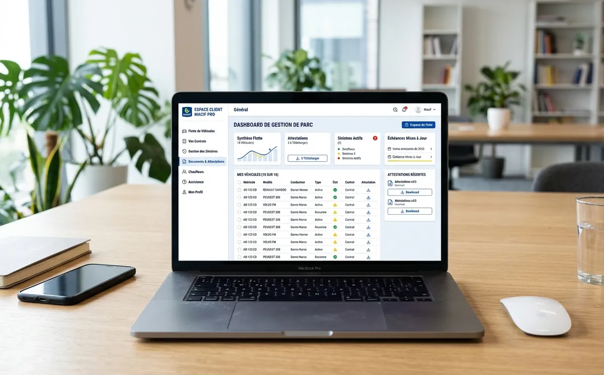 Dashboard espace client Macif Pro