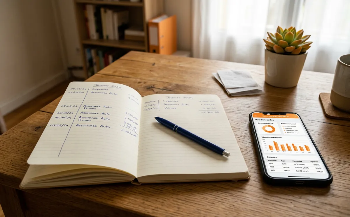 Bureau d'auto-entrepreneur avec carnet et téléphone