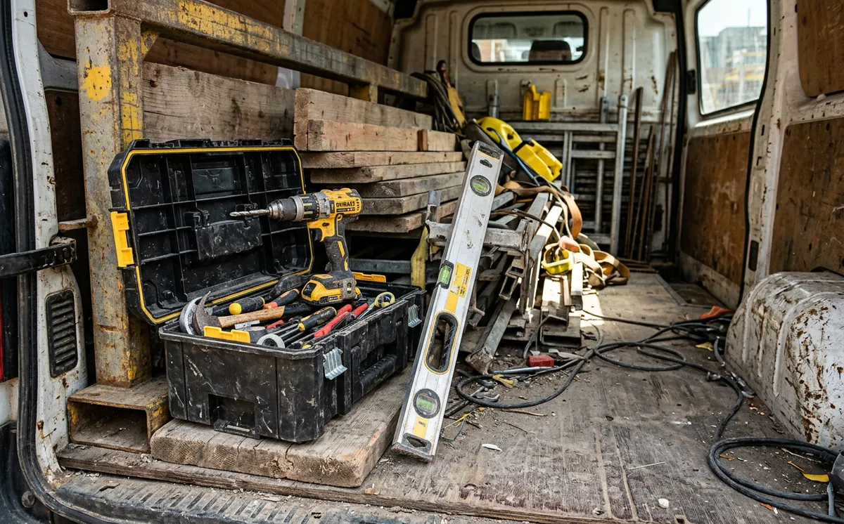 Outillage embarqué dans utilitaire BTP